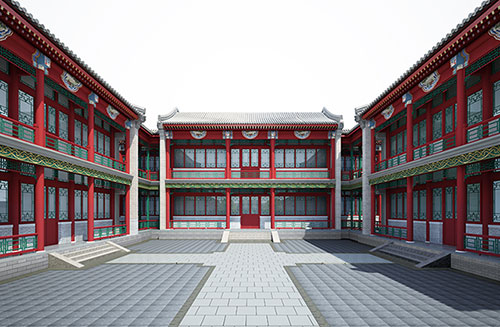 北镇北京四合院设计古建筑鸟瞰图展示